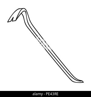 Crowbar icon in outline style isolated on white background. Crime symbol vector illustration. Stock Vector