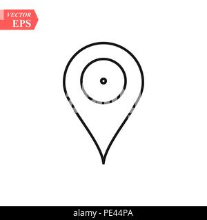thin line pin drop icon. outline geolocation sign or symbol. location map pointer. isolated on white background. vector illustration eps 10 Stock Vector