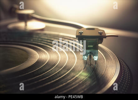 3D illustration. Vinyl record being played on old retro vintage disc jockey device. Stock Photo