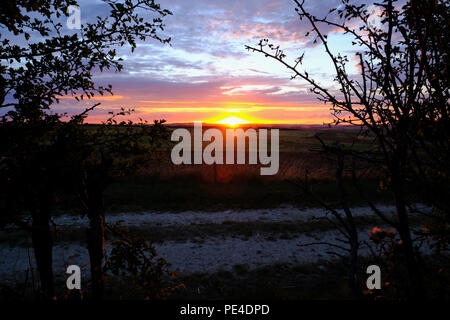 Sunset over the Lincolnshire Wolds Stock Photo