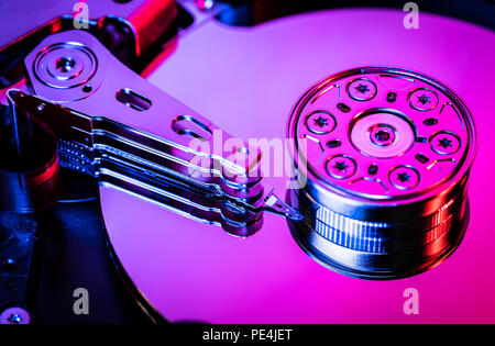 Hard drive disc data storage  , close up . Stock Photo