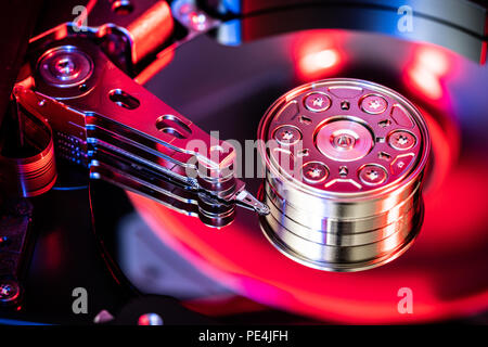 Hard drive disc data storage  , close up . Stock Photo