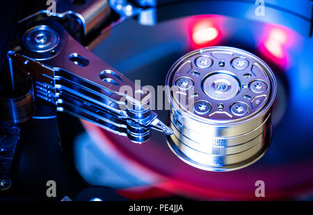 Hard drive disc data storage  , close up . Stock Photo