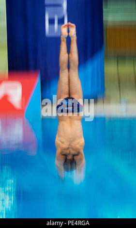 Great Britain’s Matthew Dixon competing in the Men's 10m Platform Final during day eleven of the 2018 European Championships at the Royal Commonwealth Pool, Edinburgh. Stock Photo