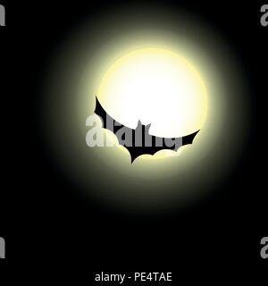 halloween flying bat in the night silhouette vector illustration EPS10 Stock Vector
