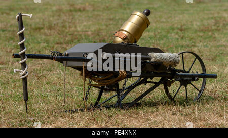 American Civil War small cannon on the grass, viewed from the side Stock Photo