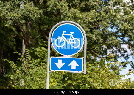 Two-way bike lane sign, Denmark Stock Photo