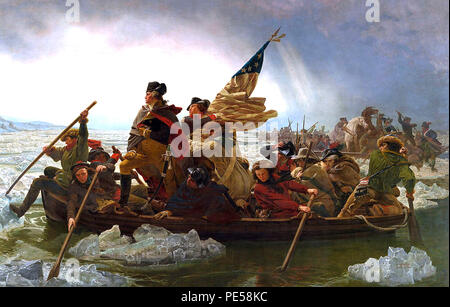 WASHINGTON CROSSING THE DELAWARE 25 Decemnber 1776 painted in 1851 by Emanuel Leitz Stock Photo