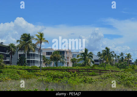 View Of Beachfront Condos on Sanibel Island, Florida Stock Photo
