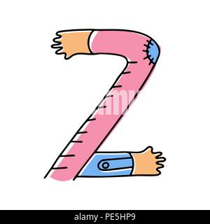 crazy hands alphabet, hand drawn letter Z Stock Vector