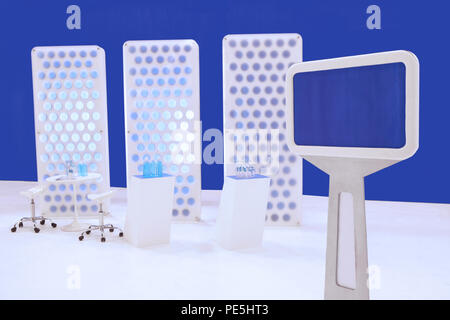 blank monitor for showing some information with dental care booth in background Stock Photo