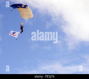An Airmanship 490, Basic Freefall Parachuting student approaches the ...