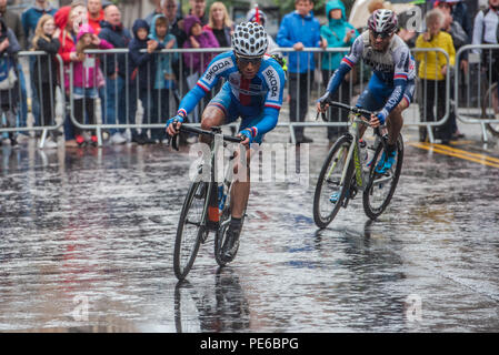 Glasgow, Scotland. 12th Aug, 2018. Competitors at the European Championship Mens Cycling Road Race in Glasgow, Scotland. Credit George Robertson/Alamy Live News