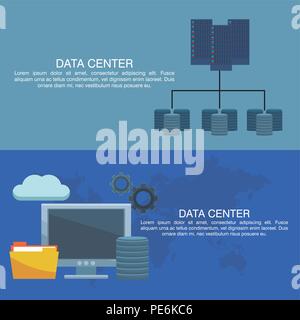 Data center poster with informaton Stock Vector