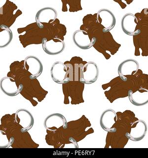 Prehistorical animal mammoth pattern on white background Stock Vector