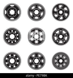 Set of lightweight truck rim icons set. Vector illustration Stock Vector