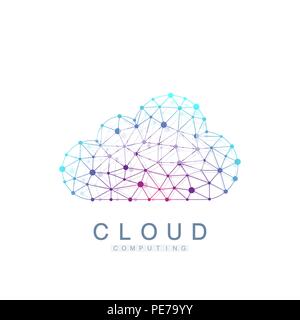 Cloud computing logo concept. Database storage services web technology banner. Creative idea concept design Cloud computing vector icon. Stock Vector
