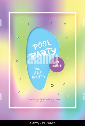 Vertical Pool Party banner.  Template for holiday summer flyer design. Vector illustration. Stock Vector