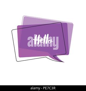 Hello banner. Handwritten lettering with speech bubble. Vector illustration. Stock Vector