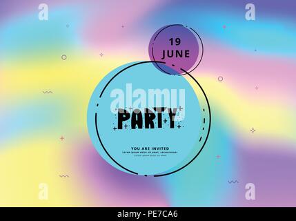 Horizontal Party flyer. Holography elements. Template for holiday design. Vector illustration. Stock Vector