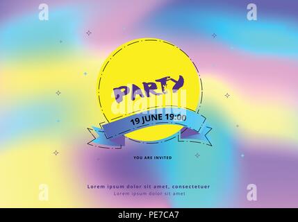 Horizontal Party flyer. Holography elements. Template for holiday design. Vector illustration. Stock Vector
