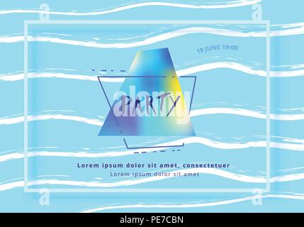 Horizontal Party flyer. Holography elements. Template for holiday design. Vector illustration. Stock Vector