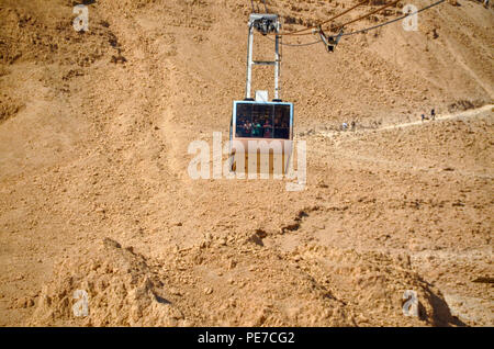 Israel, Masada The cablecar ascending to the mountain top Stock Photo