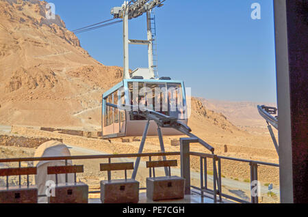 Israel, Masada The cablecar ascending to the mountain top Stock Photo