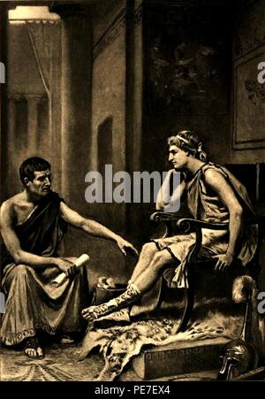 Aristotle tutoring Alexander by J L G Ferris 1895. Stock Photo