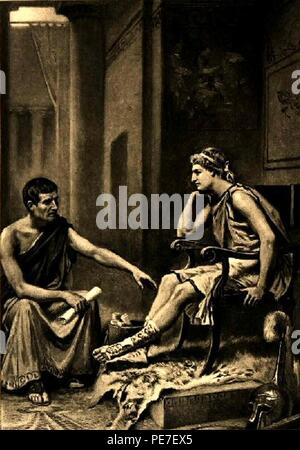 Aristotle tutoring Alexander. Stock Photo