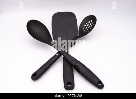 Miscellaneous kitchen utensil in black plastic Stock Photo