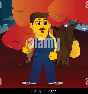 Yellow man pointing at the viewer with his hand. Vector cartoon illustration. Stock Vector