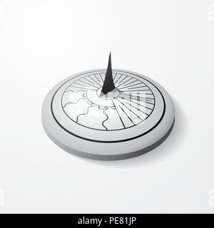 Black isometric sundial silhouette in perspective isolated on gradient background Stock Vector