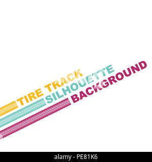 Three tire tracks with text different colors isolated on whte background Stock Vector