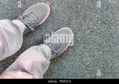 Top point of view of man shoes Stock Photo
