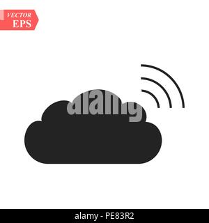 Cloud data sharing with wlan,wifi icon, isolated on white background,flat vector illustration can be used for web, mobile and print, cloud data sharin Stock Vector