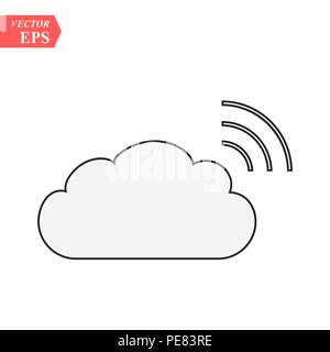 Cloud data sharing with wlan,wifi icon, isolated on white background,flat vector illustration can be used for web, mobile and print, cloud data sharin Stock Vector