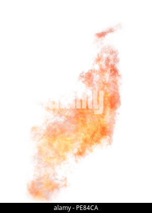 Large natural flame with smoke texture isolated on white Stock Photo