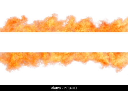 Bright orange flame strip with copy space template. Isolated on white Stock Photo