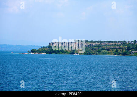 Grotto of Catullus, above ruins of ancient roman villas, Sirmione, Lake Garda, Lombardy, Italy Stock Photo