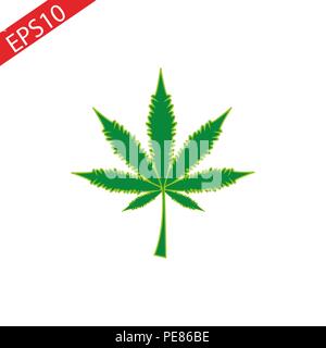 Marijuana leaf. Medical cannabis plant. Isolated on white. Graphic design element for printables, web, prints, t-shirt. Vector illustration. Stock Vector