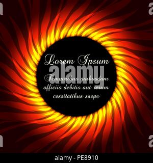 Fire flame frame template with sample text inside. Vector illustration Stock Vector