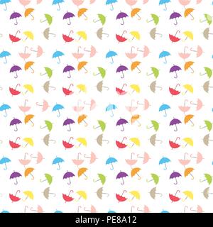 Watercolor umbrellas seamless pattern. Colorful vector illustration, suitable for wallpaper, web page background, kids textile. eps 10. Stock Vector