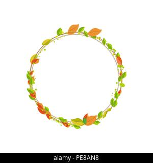 Autumn round frame with colorful maple leaves. Vector clip art.eps 10 Stock Vector