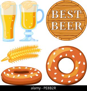 Colorful cartoon oktoberfest 6 elements set Stock Vector