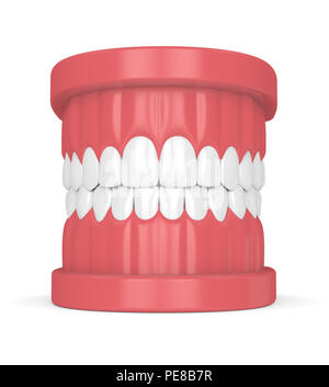 3d render of jaw with teeth over white. Dental healthcare concept. Stock Photo