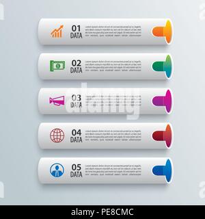 Tube infographics with 5 data horizontal template. Vector illustration pipe abstract background. Can be used for workflow layout, business step, banne Stock Vector