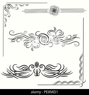 A linear pattern . Vintage Calligraphic Design Elements Curls Of Ornaments And Page Decoration Vector Stock Vector
