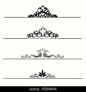 A set of decorative design elements. Borders, divisions, and page design . Scrolls, vignettes, ornaments, page decorations. Vector Stock Vector
