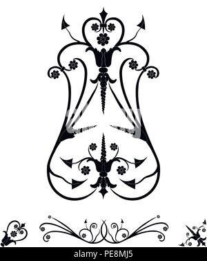 A linear pattern . Vintage Calligraphic Design Elements Curls Of Ornaments And Page Decoration Vector Stock Vector